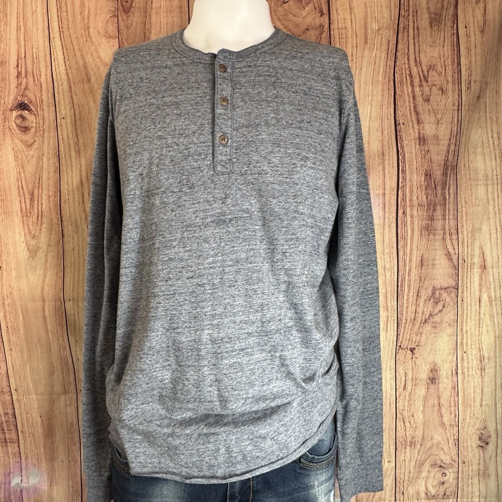 Marine Layer‎ Henley E-Spun Heather Gray Long Sleeves Men's Size M/L